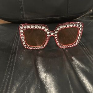 Stylish Pink Rhinestone Sunglasses